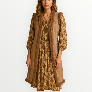 NOT FOR SALE Co & Eddy Boho Suede Fur-Trim Vest